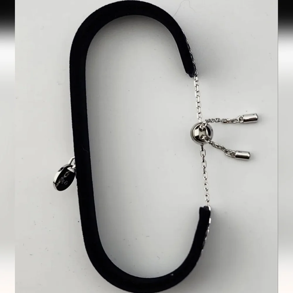 NIB Swarovski Simple Rhodium Adjustable Disc Chain Slide Bracelet